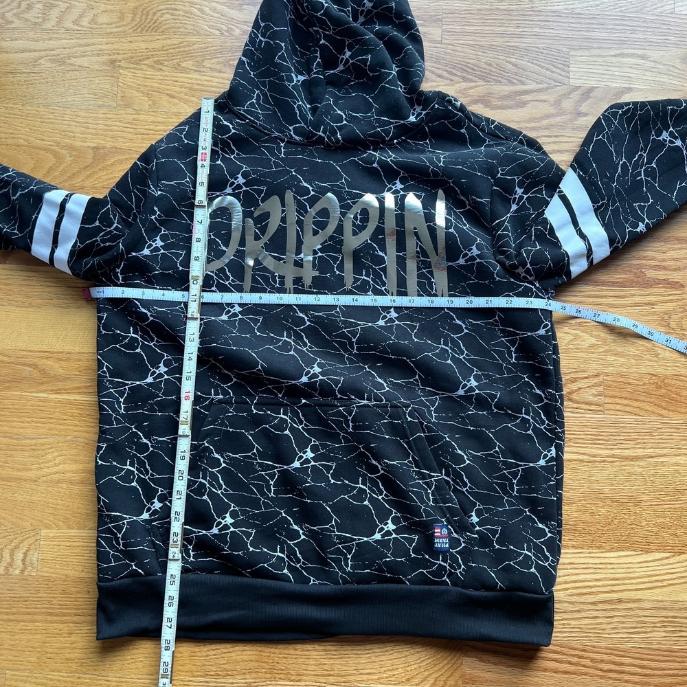 Phat Farm Hoodie Men's L Black Gold Drippin Savage Graphic Pullover Streetwear - Picture 3 of 13